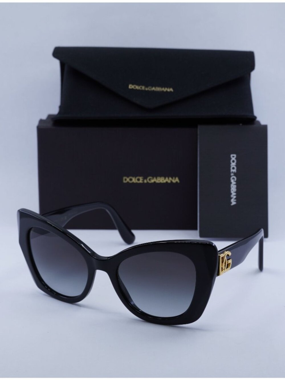 Dolce & Gabbana DG4405 501/8G Butterfly Sunglasses - Black / Grey Gradient